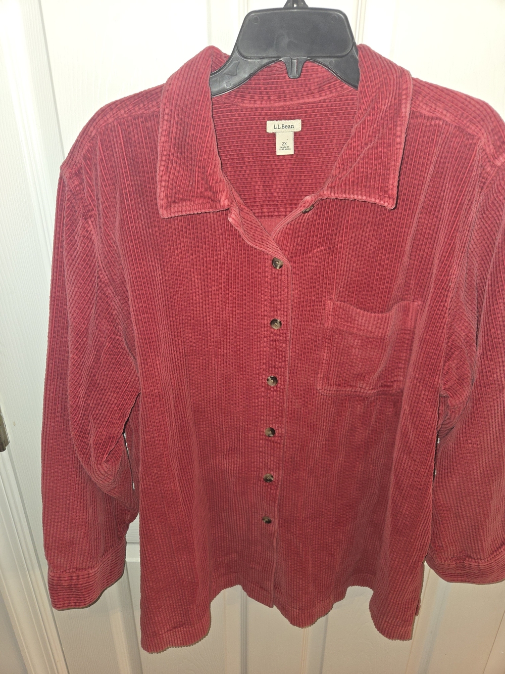 L.L. Bean Women's 2X Red Corduroy Button-Up Shirt
